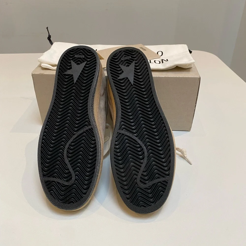 Golden Goose Ball Star Sabot Sneaker Taupe Suede/Silver Glitter sz 37 New in Box - Picture 7 of 11